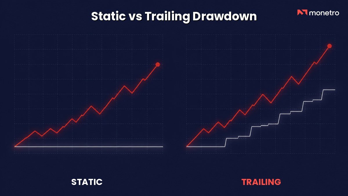 Static vs trailing drawdown explained for prop firm challenges